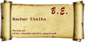 Bacher Etelka névjegykártya